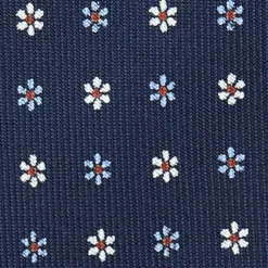 CRAVATTA SARTORIALE 9 PIEGHE IN SETA BLU SCURO Microfantasia fiore