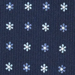 CRAVATTA SARTORIALE 9 PIEGHE IN SETA BLU SCURO Microfantasia fiore