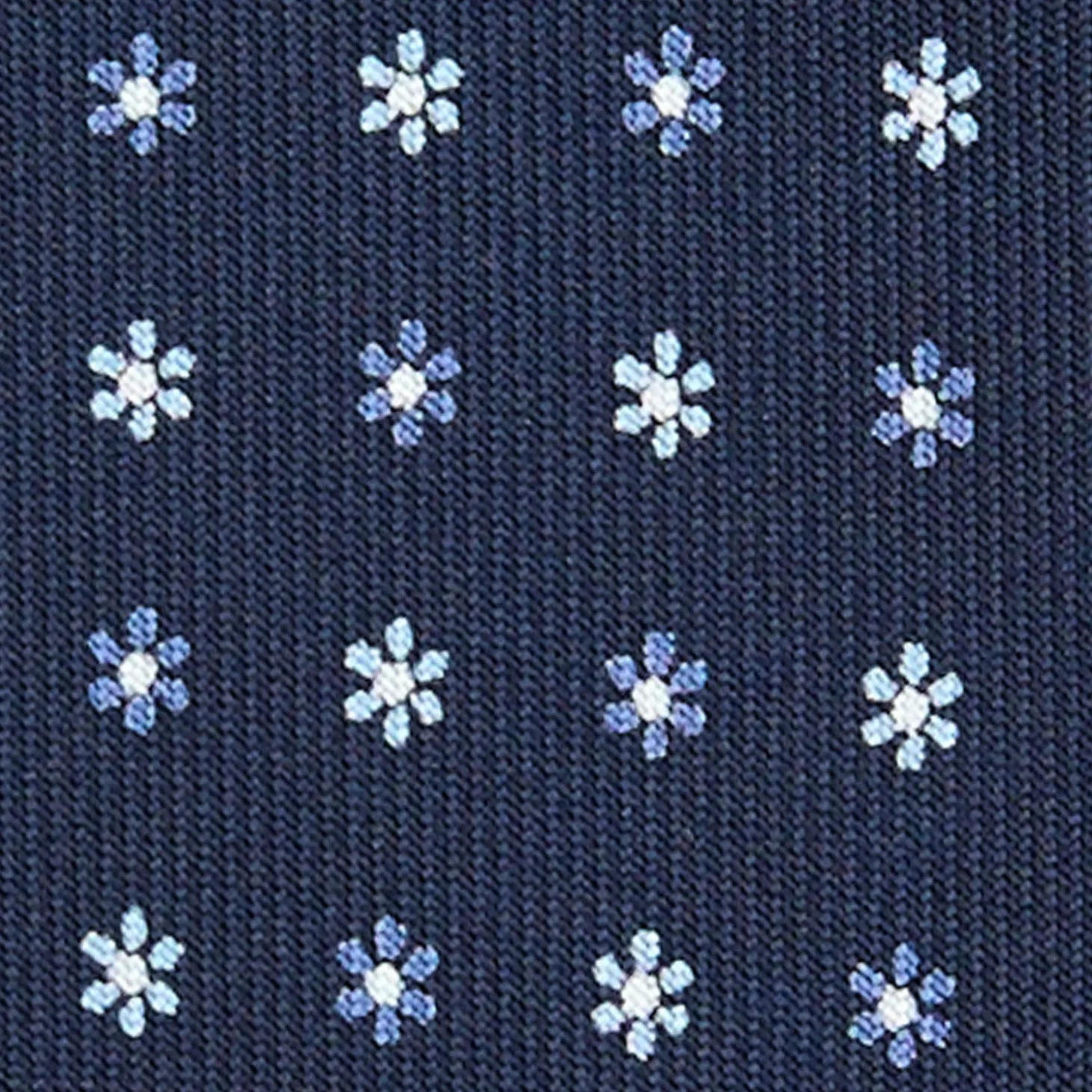CRAVATTA SARTORIALE 9 PIEGHE IN SETA BLU SCURO Microfantasia fiore