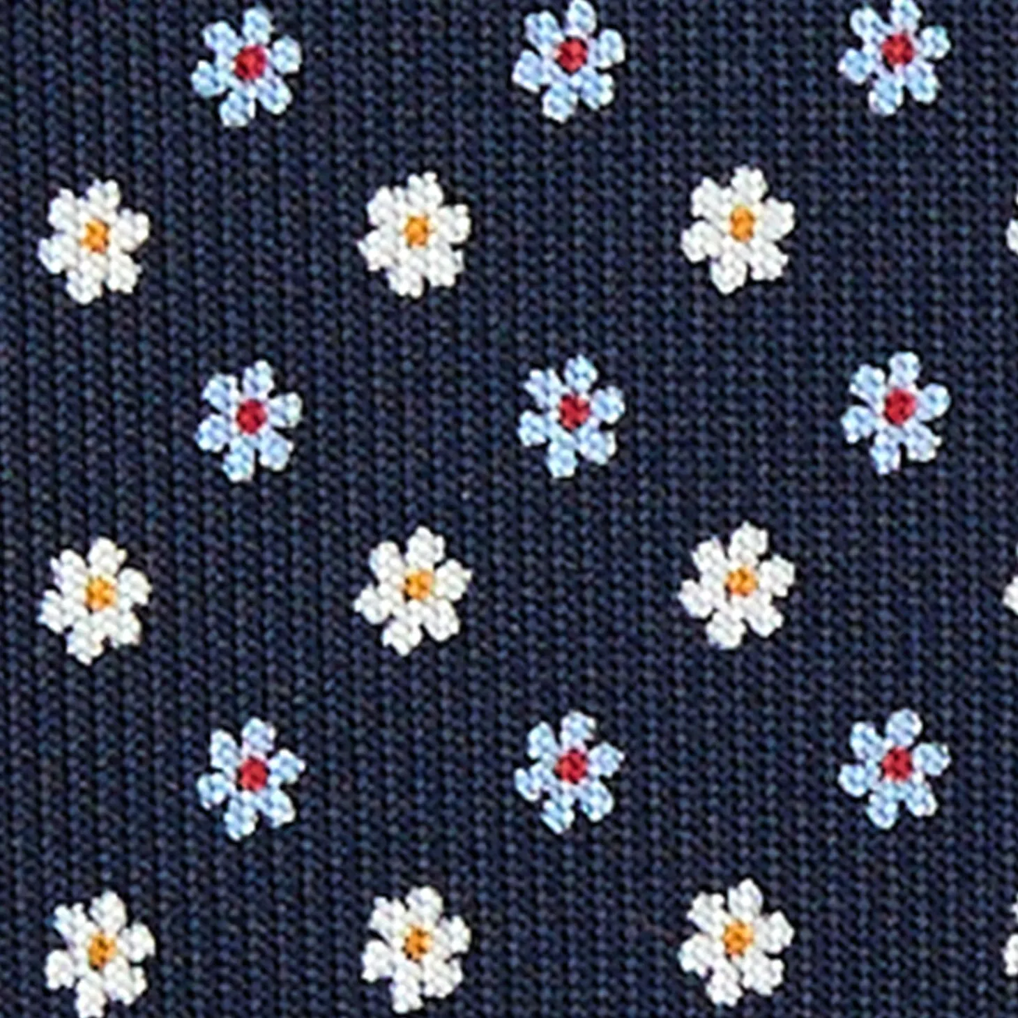CRAVATTA SARTORIALE 7 PIEGHE IN SETA BLU SCURO Microfantasia fiore