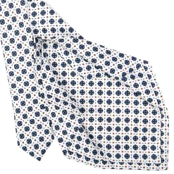 CRAVATTA SARTORIALE 5 PIEGHE IN SETA BIANCA Microfantasia fiore