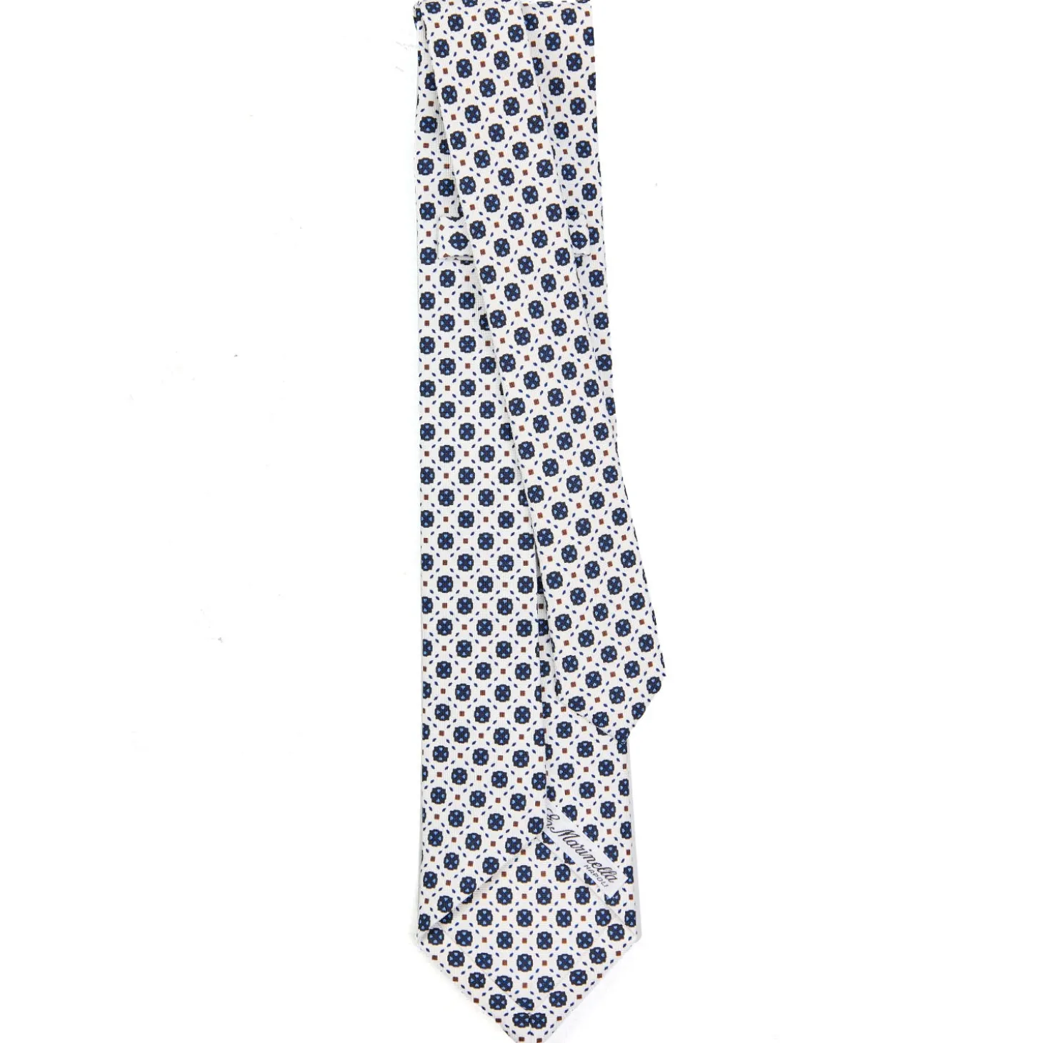 CRAVATTA SARTORIALE 5 PIEGHE IN SETA BIANCA Microfantasia fiore