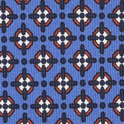 CRAVATTA SARTORIALE 5 PIEGHE IN SETA AZZURRO POLVERE Microfantasia fiore