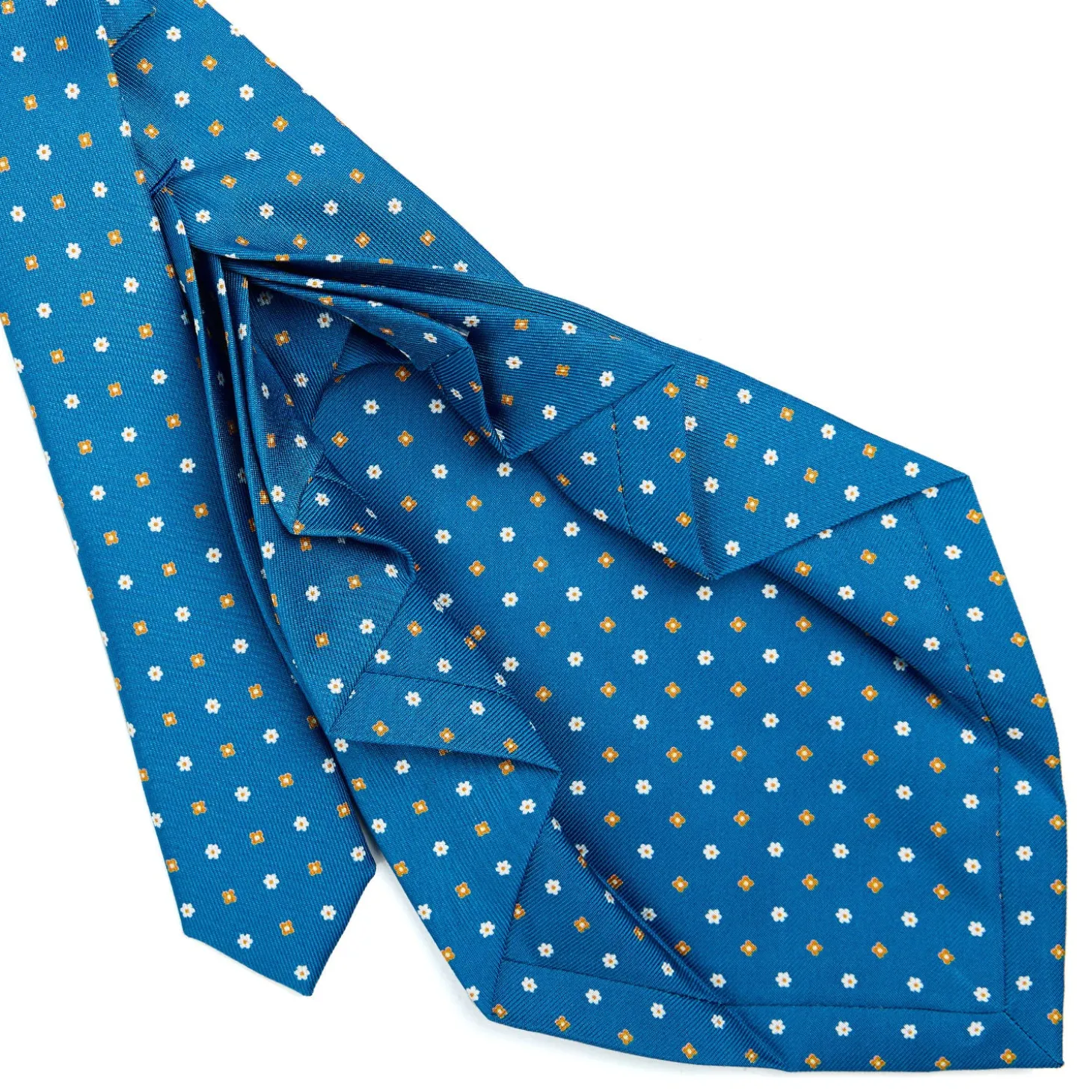 CRAVATTA SARTORIALE 9 PIEGHE IN SETA BLU MEDIO Microfantasia fiore