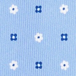 CRAVATTA SARTORIALE 9 PIEGHE IN SETA AZZURRA Microfantasia fiore