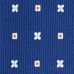 CRAVATTA SARTORIALE 9 PIEGHE IN SETA BLU Microfantasia fiore