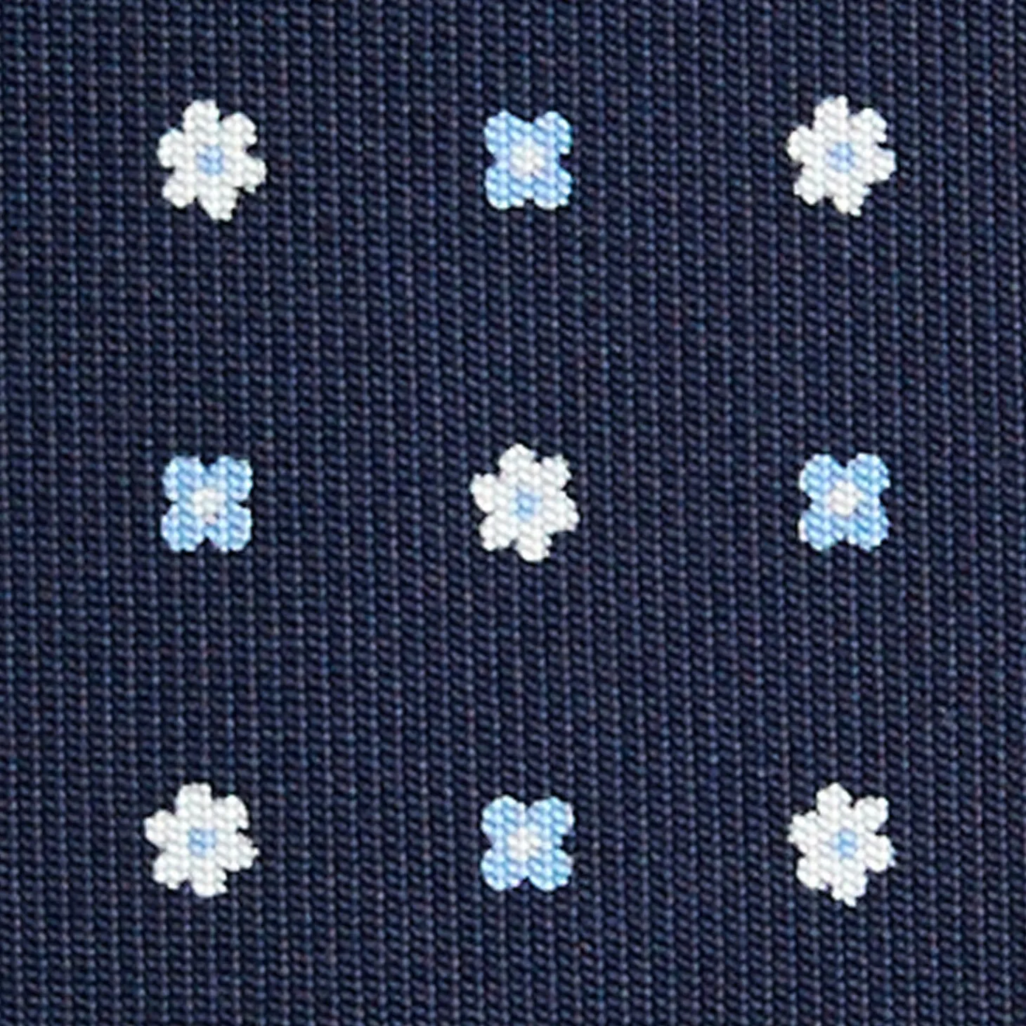 CRAVATTA SARTORIALE 9 PIEGHE IN SETA BLU SCURO Microfantasia fiore