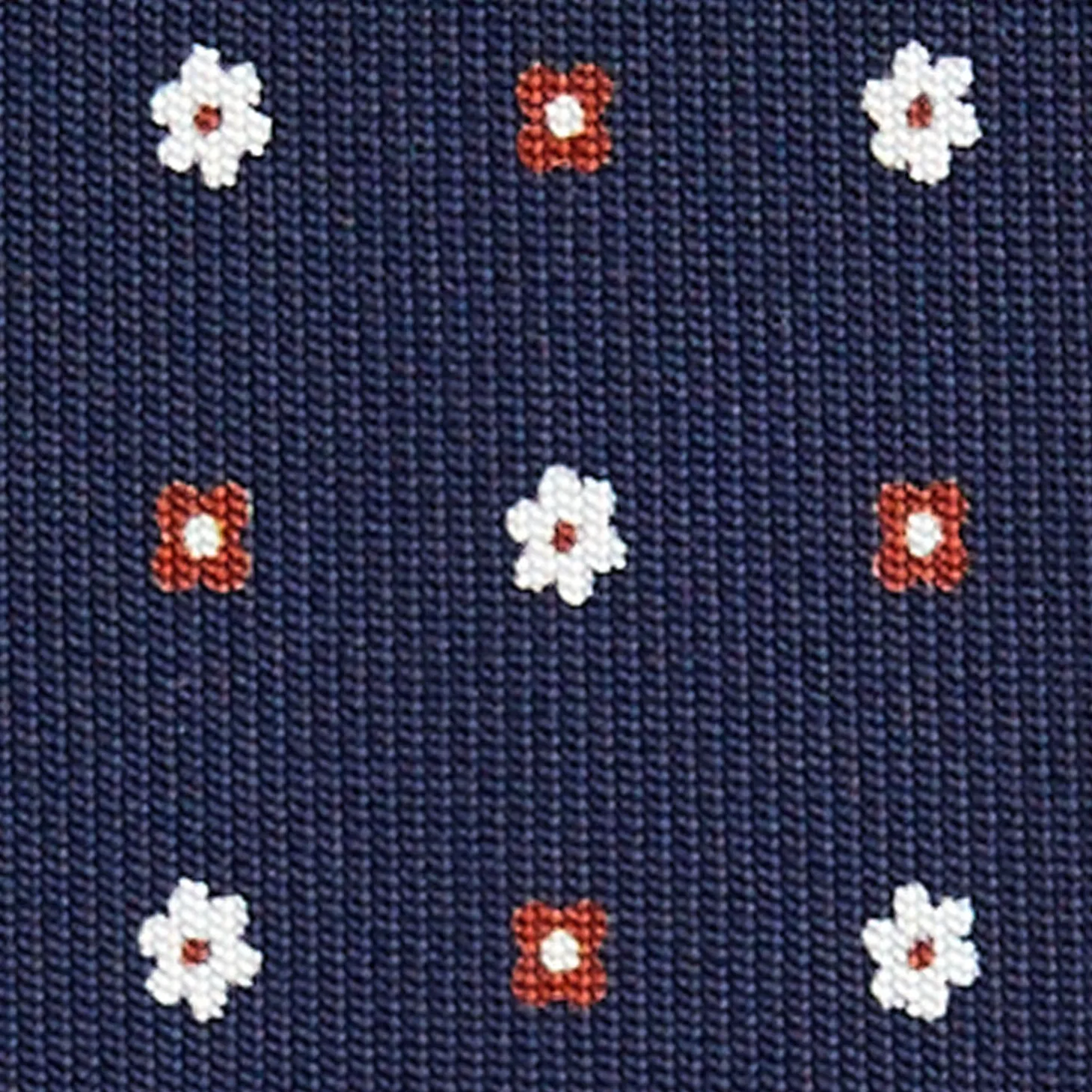 CRAVATTA SARTORIALE 9 PIEGHE IN SETA BLU SCURO Microfantasia fiore