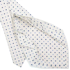 CRAVATTA SARTORIALE 9 PIEGHE IN SETA BIANCA Microfantasia fiore