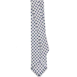 CRAVATTA SARTORIALE 9 PIEGHE IN SETA BIANCA Microfantasia fiore