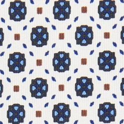 CRAVATTA SARTORIALE 9 PIEGHE IN SETA BIANCA Microfantasia fiore