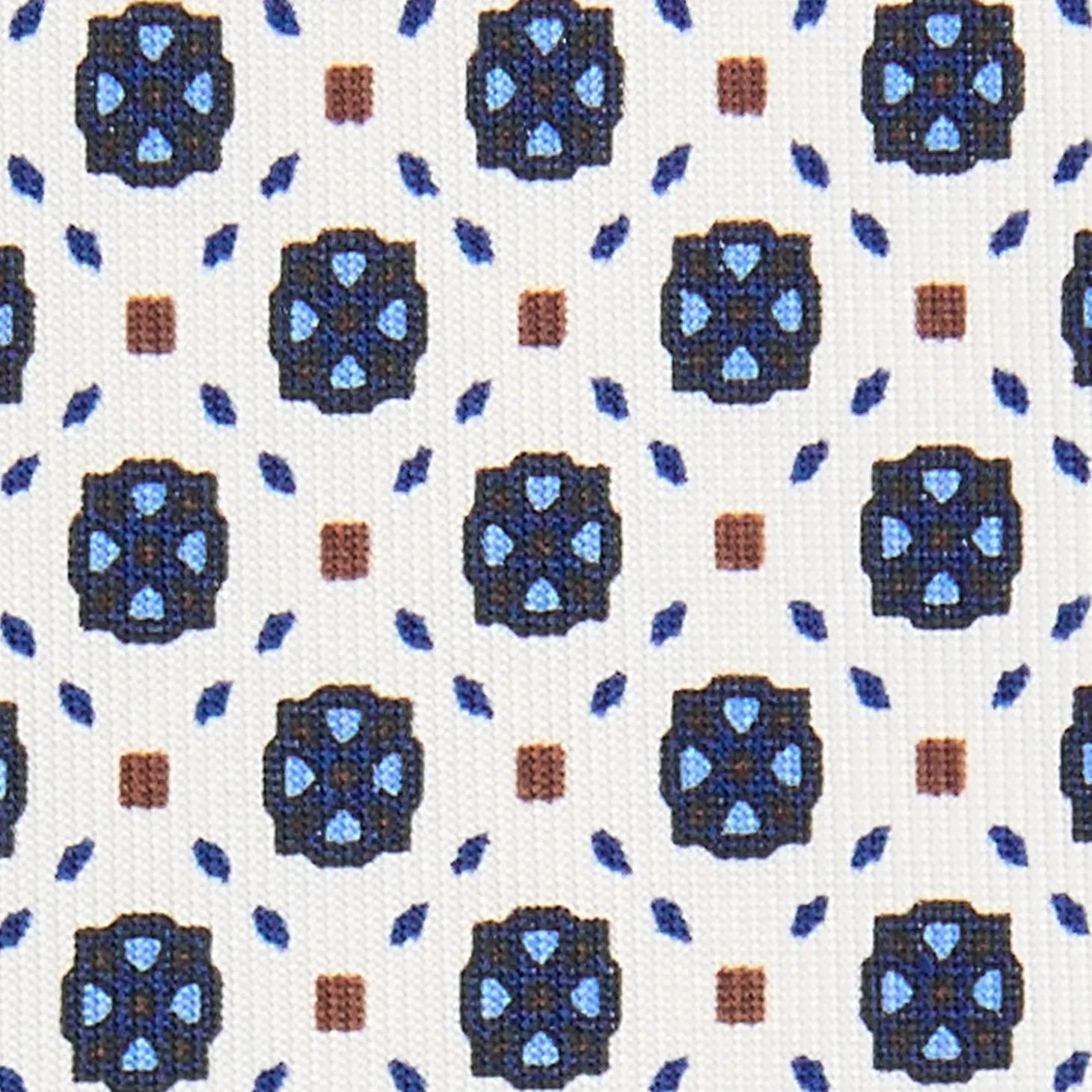 CRAVATTA SARTORIALE 9 PIEGHE IN SETA BIANCA Microfantasia fiore