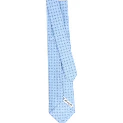 CRAVATTA SARTORIALE 9 PIEGHE IN SETA AZZURRA Microfantasia fiore