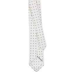 CRAVATTA SARTORIALE 7 PIEGHE IN SETA BIANCA Microfantasia fiore