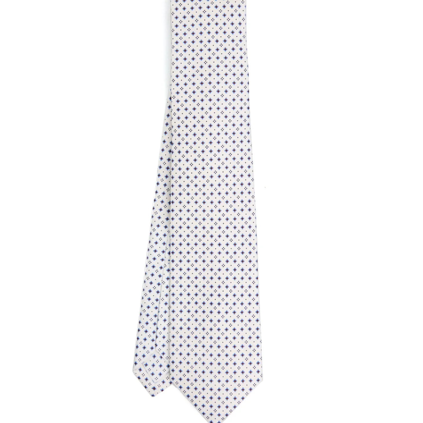 CRAVATTA SARTORIALE 5 PIEGHE IN SETA BIANCA Microfantasia fiore