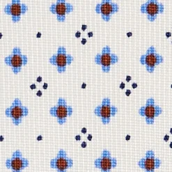 CRAVATTA SARTORIALE 5 PIEGHE IN SETA BIANCA Microfantasia fiore