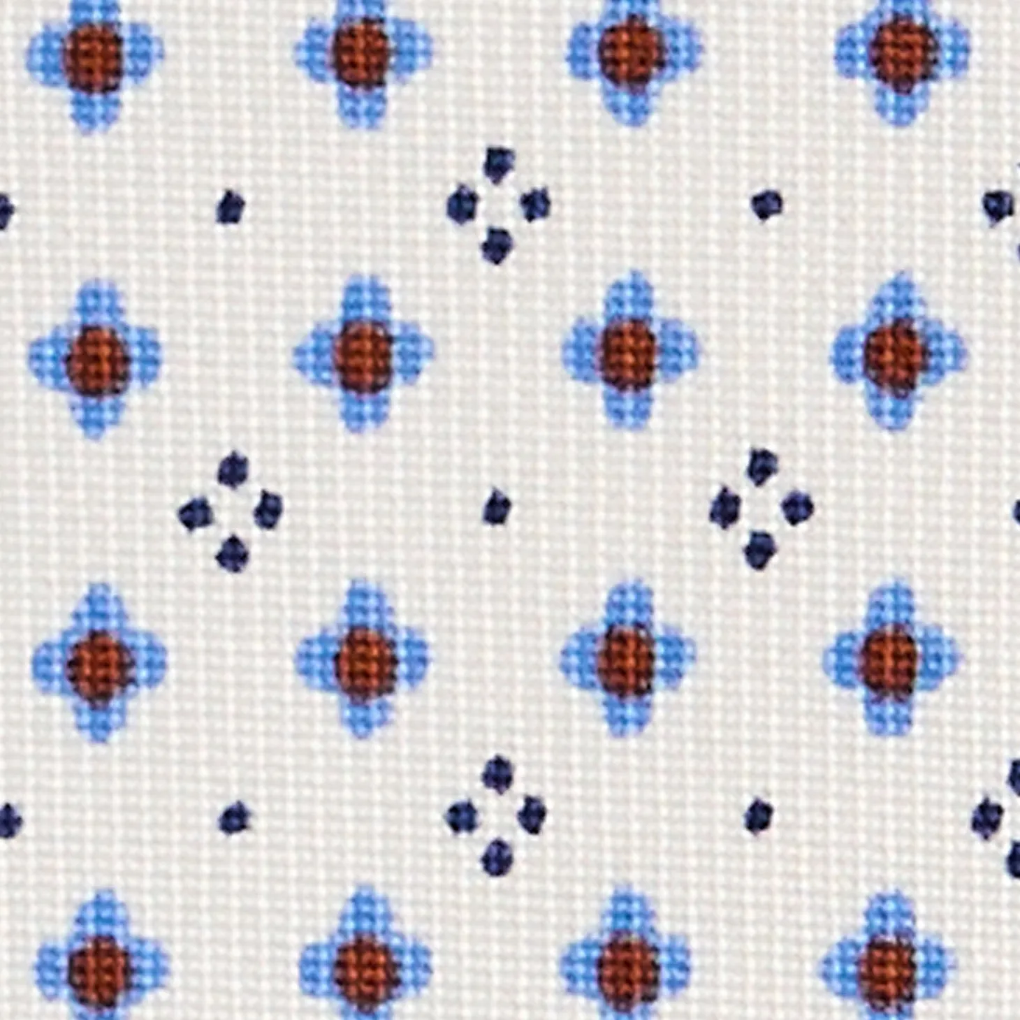 CRAVATTA SARTORIALE 5 PIEGHE IN SETA BIANCA Microfantasia fiore