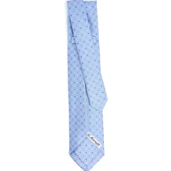 CRAVATTA SARTORIALE 9 PIEGHE IN SETA AZZURRA Microfantasia fiore