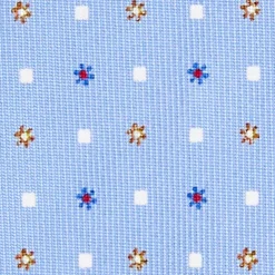 CRAVATTA SARTORIALE 9 PIEGHE IN SETA AZZURRA Microfantasia fiore