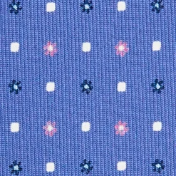 CRAVATTA SARTORIALE 9 PIEGHE IN SETA AZZURRO POLVERE Microfantasia fiore
