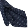 CRAVATTA SARTORIALE 9 PIEGHE IN SETA BLU SCURO Microfantasia fiore