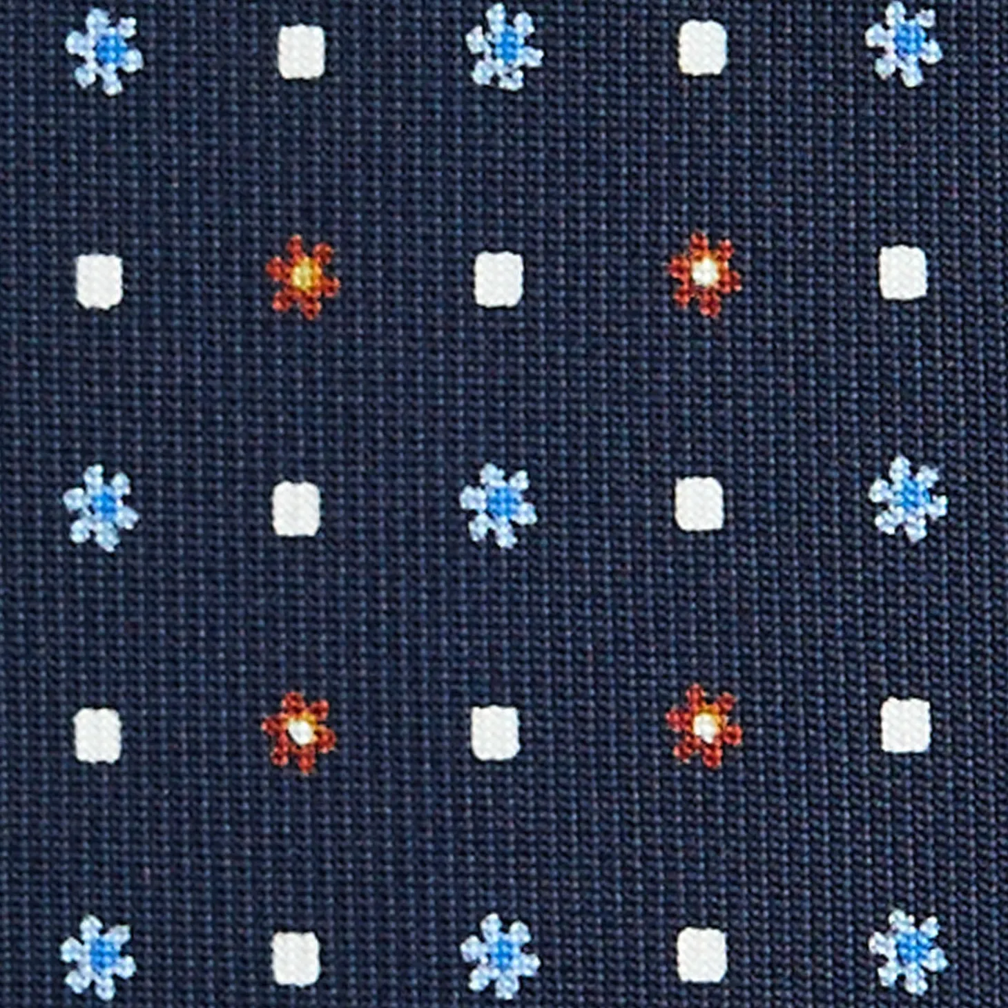 CRAVATTA SARTORIALE 9 PIEGHE IN SETA BLU SCURO Microfantasia fiore