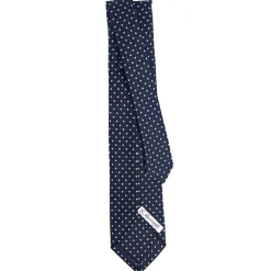 CRAVATTA SARTORIALE 9 PIEGHE IN SETA BLU SCURO Microfantasia fiore