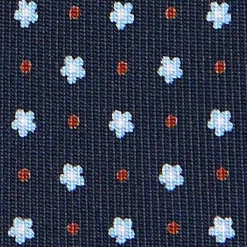CRAVATTA SARTORIALE 9 PIEGHE IN SETA BLU SCURO Microfantasia fiore