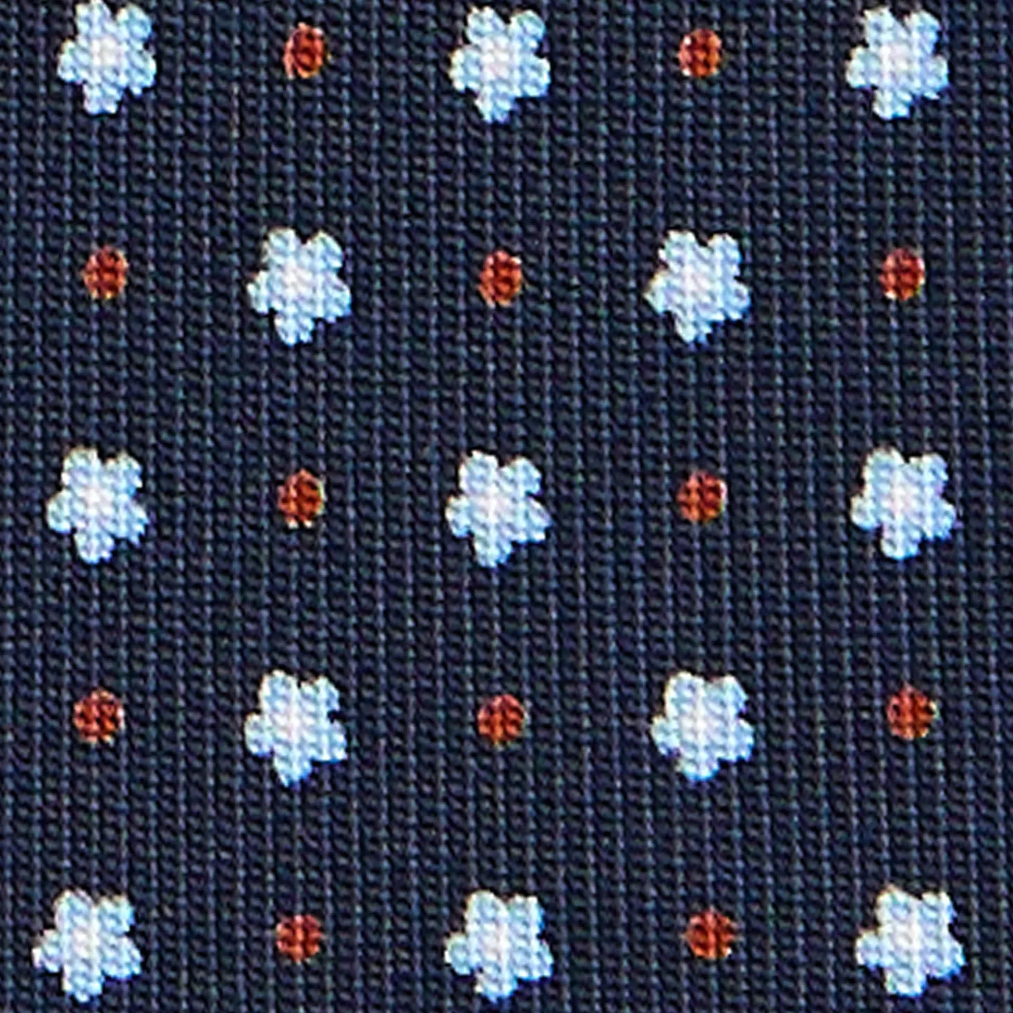 CRAVATTA SARTORIALE 9 PIEGHE IN SETA BLU SCURO Microfantasia fiore