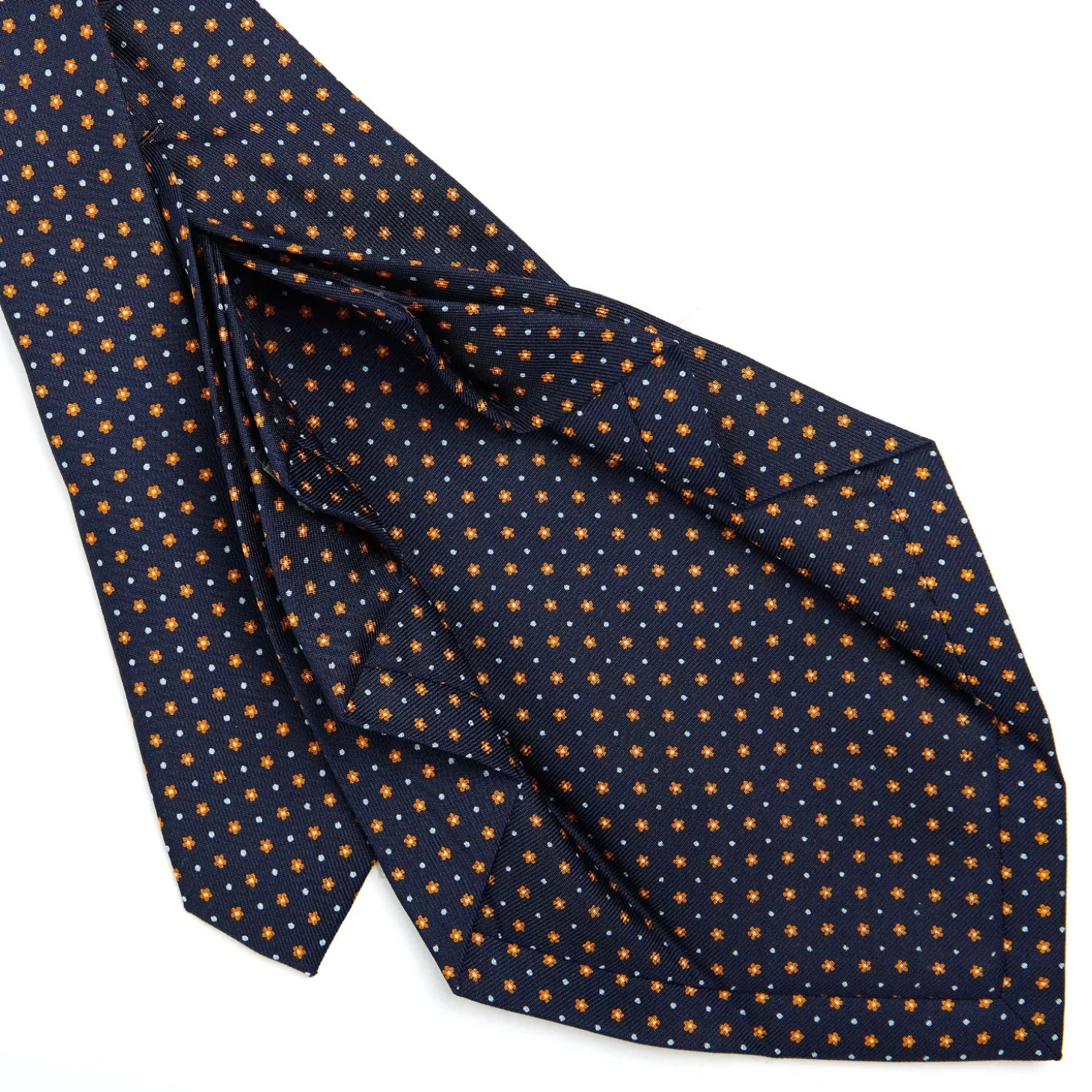 CRAVATTA SARTORIALE 9 PIEGHE IN SETA BLU SCURO Microfantasia fiore
