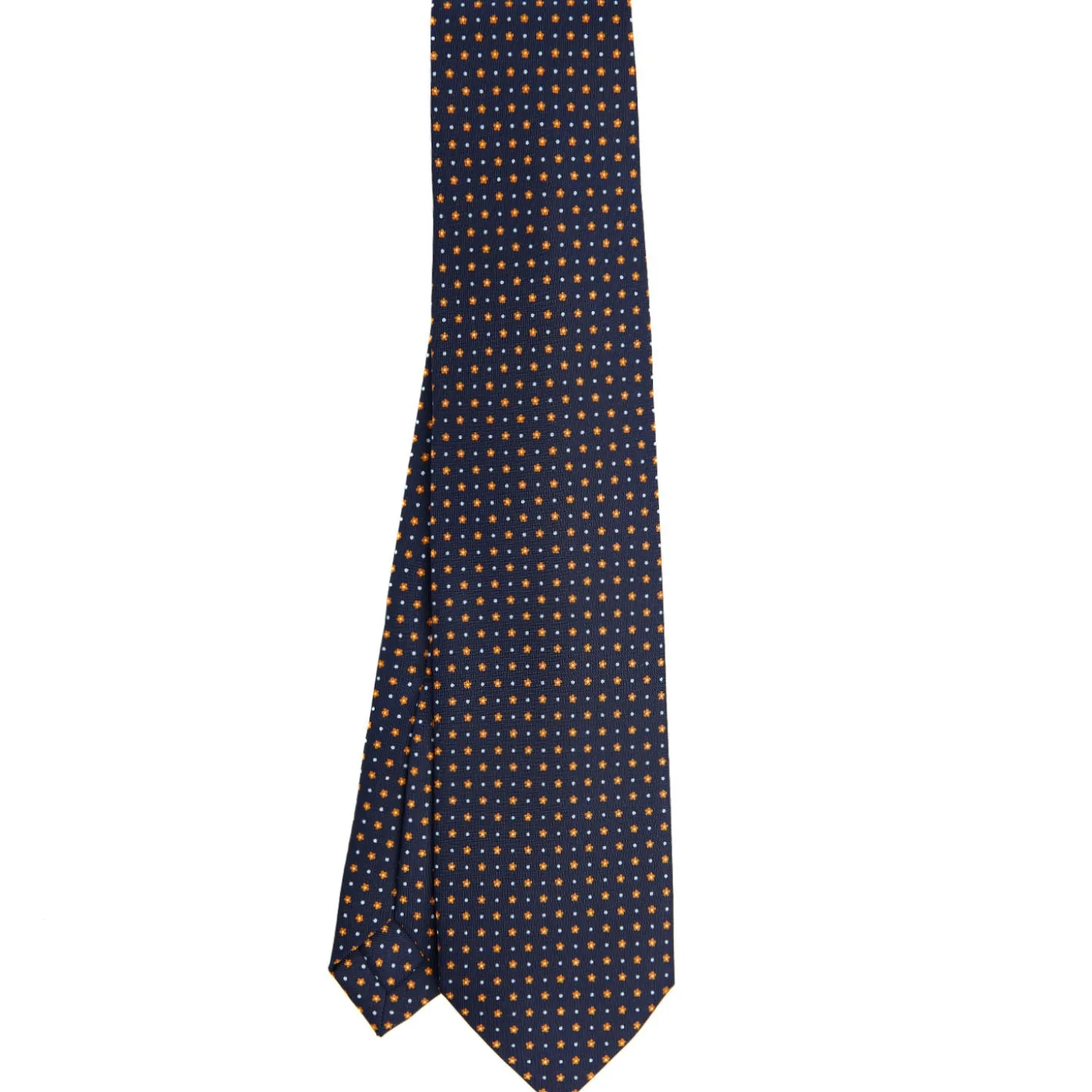 CRAVATTA SARTORIALE 9 PIEGHE IN SETA BLU SCURO Microfantasia fiore
