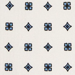 CRAVATTA SARTORIALE 5 PIEGHE IN SETA BIANCA Microfantasia fiore