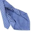 CRAVATTA SARTORIALE 9 PIEGHE IN SETA AZZURRO POLVERE Microfantasia fiore