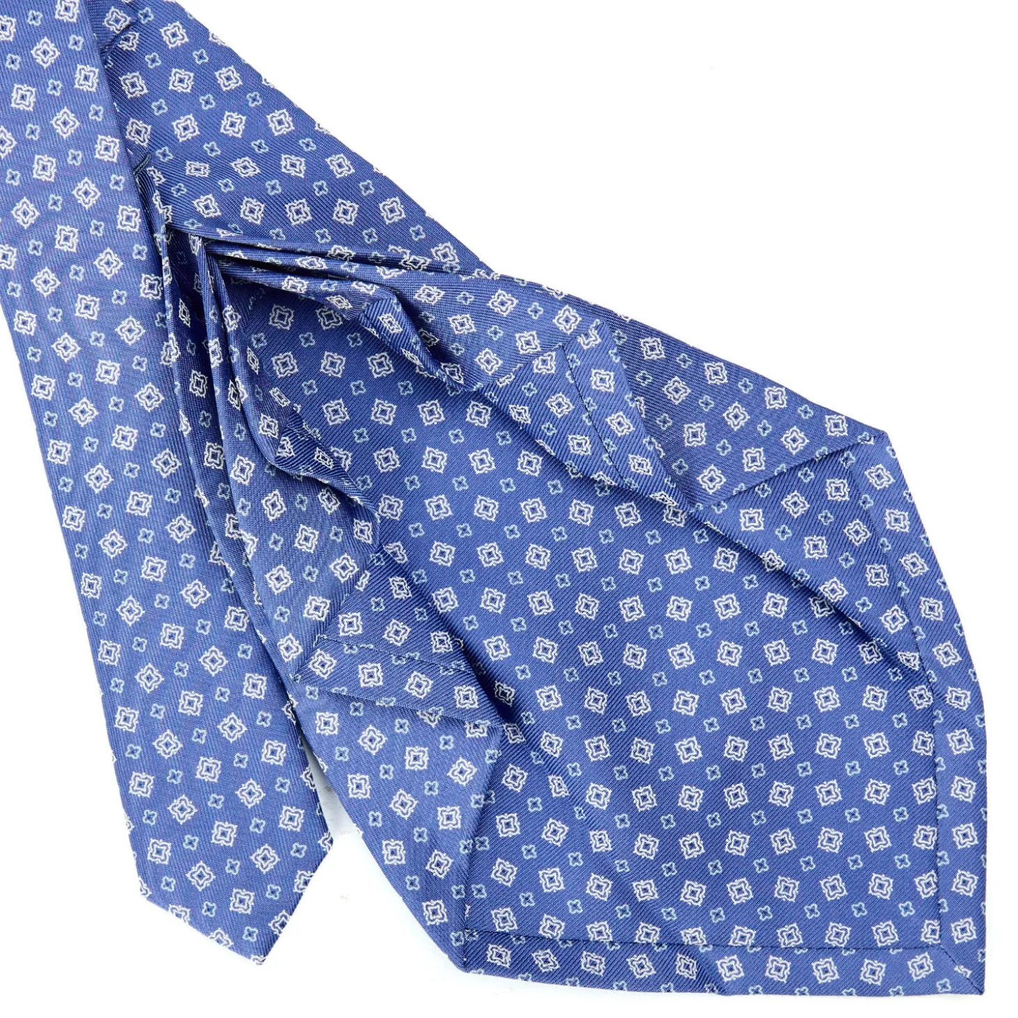 CRAVATTA SARTORIALE 9 PIEGHE IN SETA AZZURRO POLVERE Microfantasia fiore
