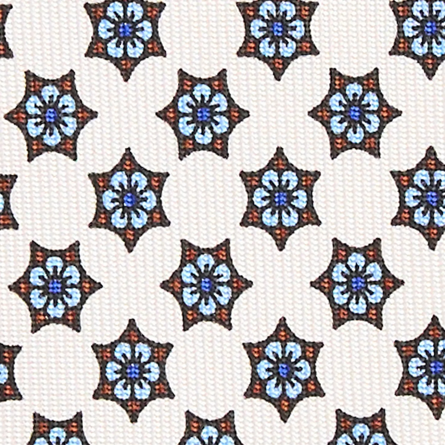 CRAVATTA SARTORIALE 7 PIEGHE IN SETA BIANCA Microfantasia fiore