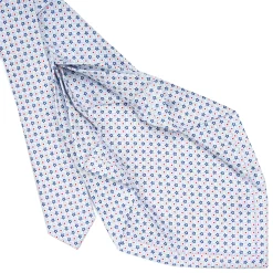 CRAVATTA SARTORIALE 7 PIEGHE IN SETA BIANCA Microfantasia fiore