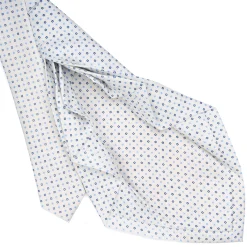 CRAVATTA SARTORIALE 9 PIEGHE IN SETA BIANCA Microfantasia fiore
