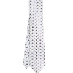 CRAVATTA SARTORIALE 9 PIEGHE IN SETA BIANCA Microfantasia fiore
