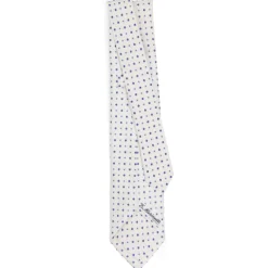 CRAVATTA SARTORIALE 7 PIEGHE IN SETA BIANCA Microfantasia fiore