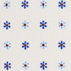 CRAVATTA SARTORIALE 7 PIEGHE IN SETA BIANCA Microfantasia fiore