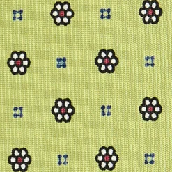 CRAVATTA SARTORIALE 5 PIEGHE IN SETA VERDE CHIARO Microfantasia fiore