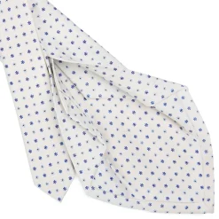 CRAVATTA SARTORIALE 5 PIEGHE IN SETA BIANCA Microfantasia fiore