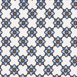 CRAVATTA SARTORIALE 5 PIEGHE IN SETA BIANCA Microfantasia fiore