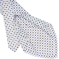 CRAVATTA SARTORIALE 5 PIEGHE IN SETA BIANCA Microfantasia fiore