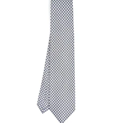 CRAVATTA SARTORIALE 7 PIEGHE IN SETA BIANCA Microfantasia fiore
