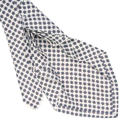 CRAVATTA SARTORIALE 9 PIEGHE IN SETA BIANCA Microfantasia fiore