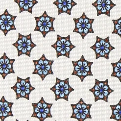 CRAVATTA SARTORIALE 9 PIEGHE IN SETA BIANCA Microfantasia fiore