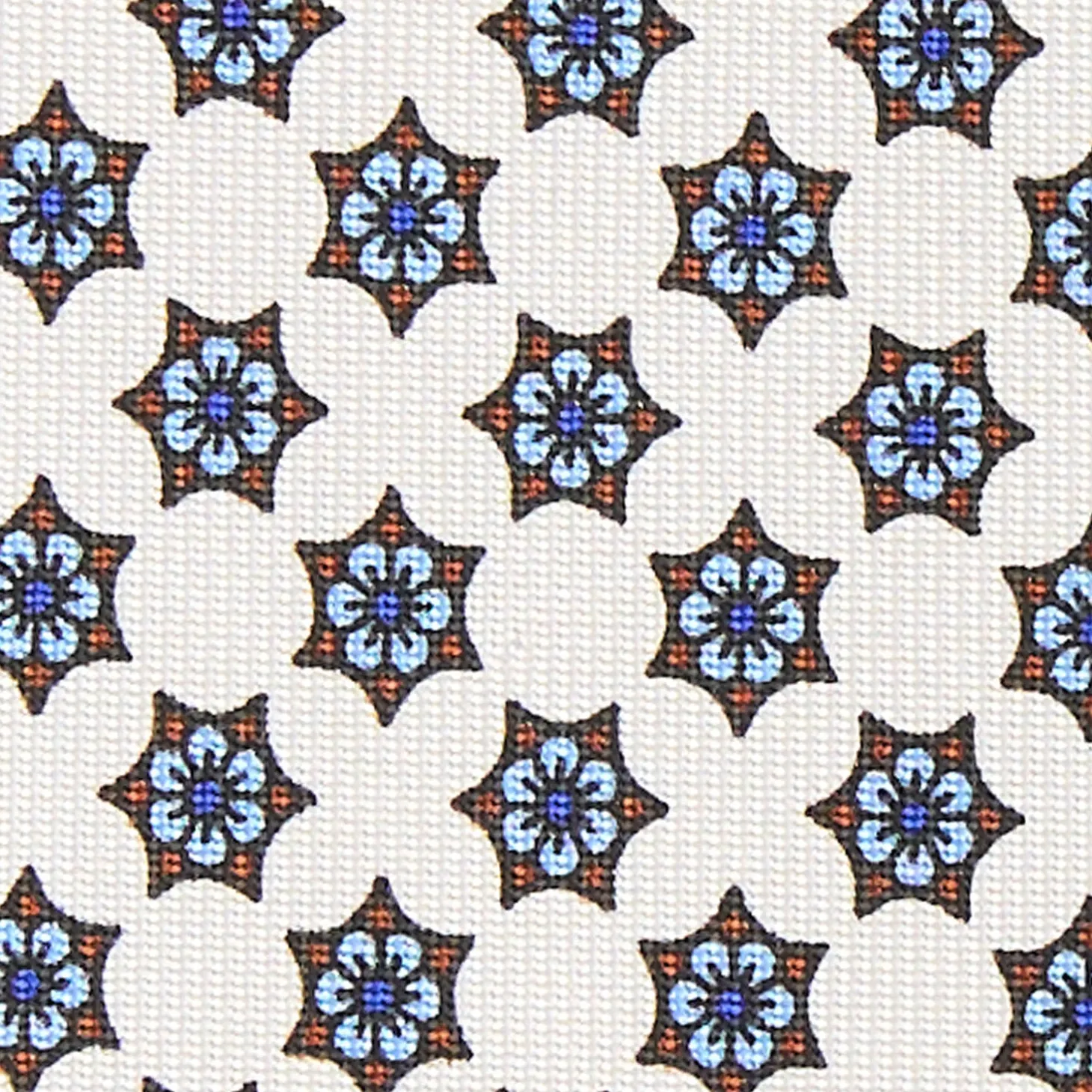 CRAVATTA SARTORIALE 9 PIEGHE IN SETA BIANCA Microfantasia fiore