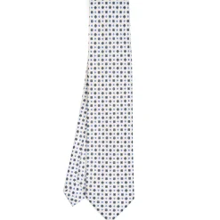 CRAVATTA SARTORIALE 9 PIEGHE IN SETA BIANCA Microfantasia fiore
