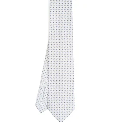 CRAVATTA SARTORIALE 7 PIEGHE IN SETA BIANCO Microfantasia fiore